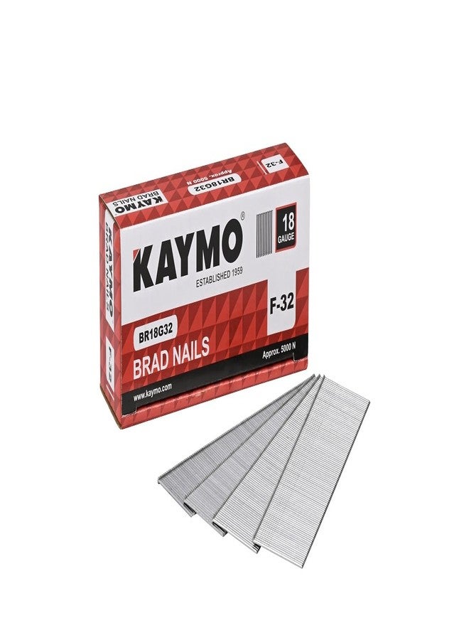 Kaymo F-Series 18G Brad Nails 32 mm - 5000 Nails | Heavy-Duty Steel Fasteners for Woodwork, Modular Kitchens, MDF, Canvas Art, Construction | High Precision | Compatible with Kaymo Brad Nailers - Image 1